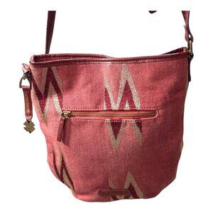 Lucky Brand Aztec Canvas Crossbody Bag Red & Gold Southwest Purse Pocketbook